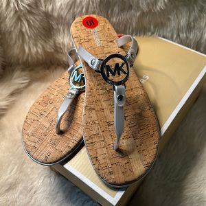 MICHAEL KORS Cork Sandals MK Logo charm Jelly PVC flip flop